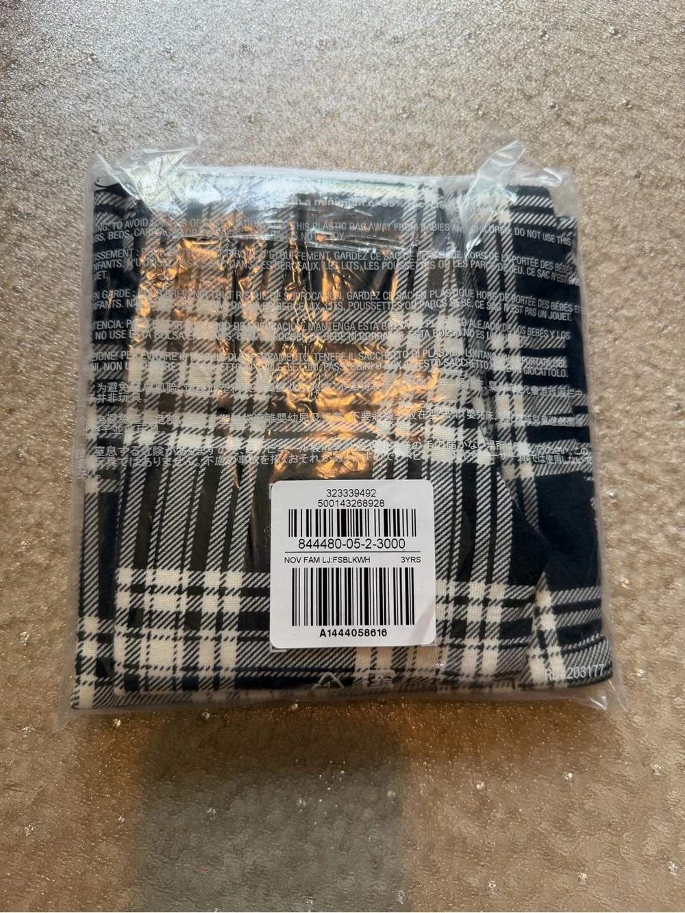 GAP Kids Organic Brushed Cotton Holiday PJ Set | Size 3 | Black & white plaid